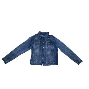 Gap Maternity 1969 Distressed Jean Jacket Womens Large Blue Denim